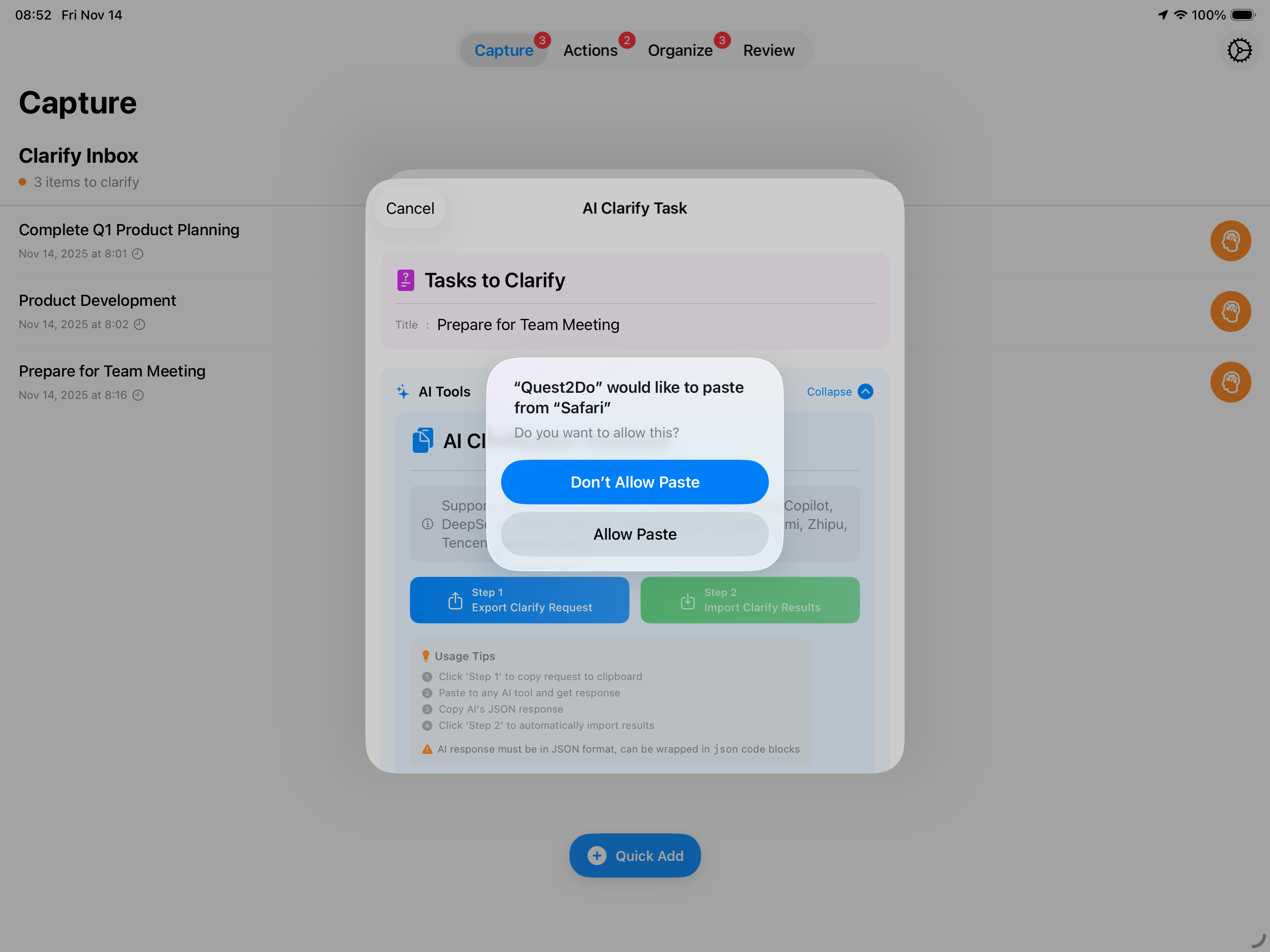 iPad Import AI Suggestions